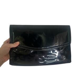 Vintage 198s Faux Patent Leather Crossbody Purse Clutch Handbag